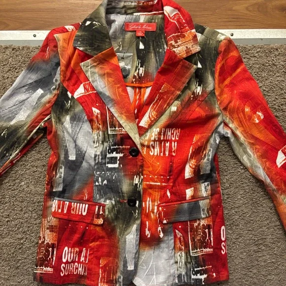 Gabrilla Molinari NWOT Women's 6 Multicolor Blazer Button Up Sleeves Never Worn - Picture 6 of 12